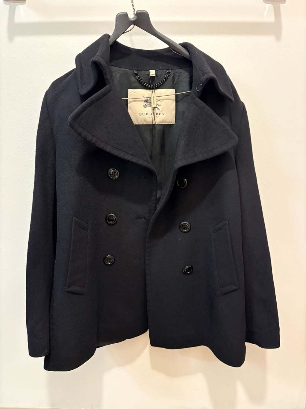 Burberry London Wool and Cashmere Double-Breasted Peacoat Black